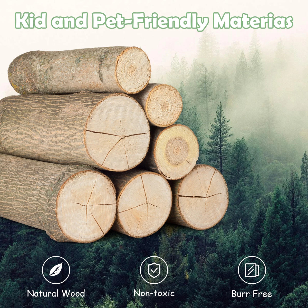 OLAKIDS Kids Table and Chair Set, 3 in 1 Wooden Activity Table with Removable Tabletop, Blackboard and Whiteboard for Toddlers Arts Crafts Drawing Reading Playing, Playroom Nursery (Natural)