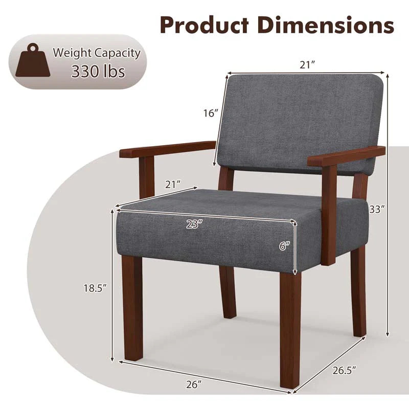 Modern Accent Chair Linen Armchair with Rubber Wood Frame, Mid Century Upholstered Reading Chair for - Product image 18