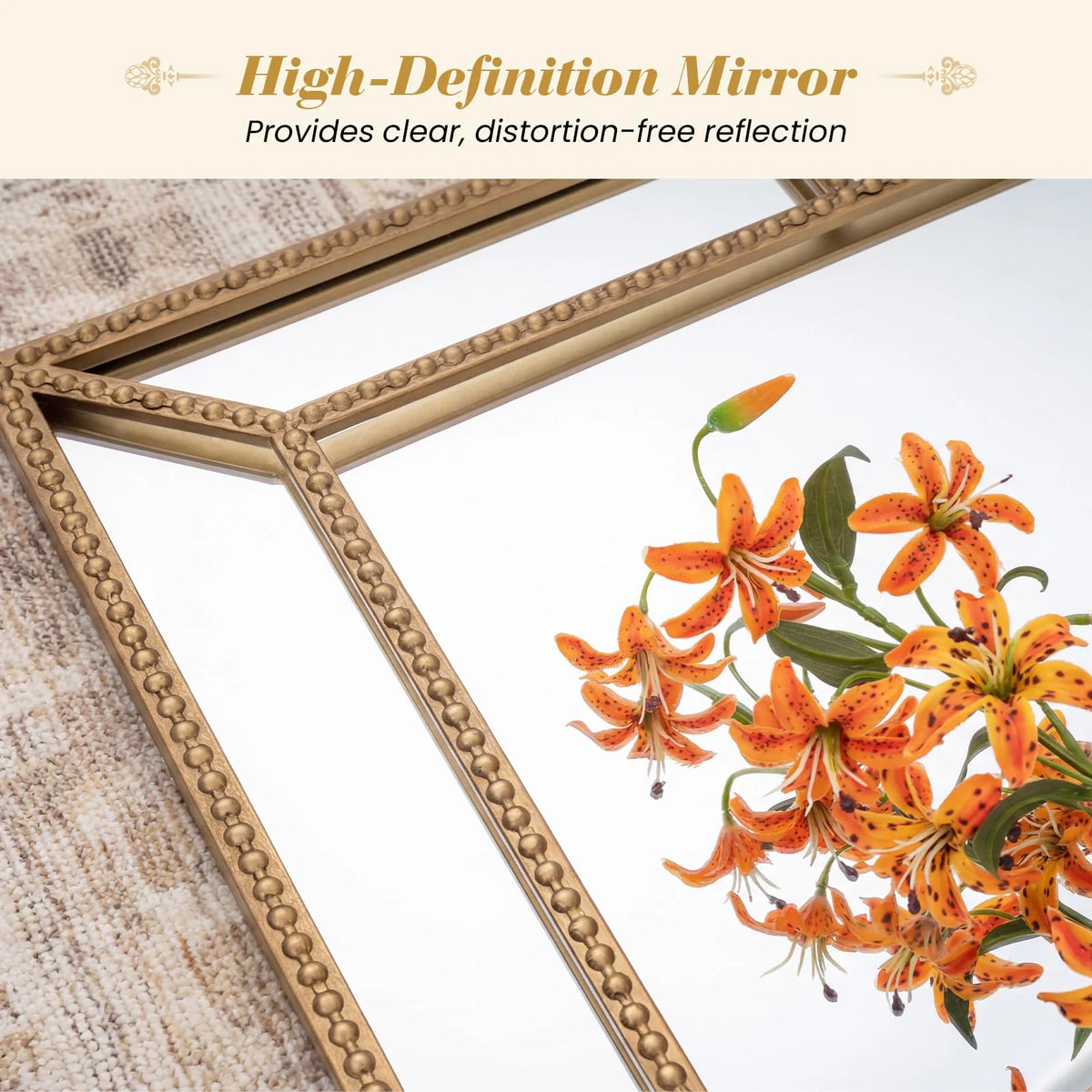 Tangkula 36" x 24" Gold Arched Wall Mirror (Rectangle)