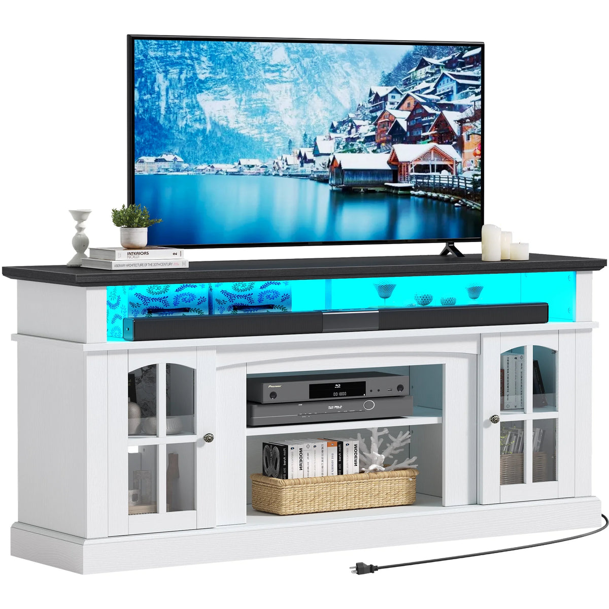 Dextrus Farmhouse LED TV Stand for Tvs up to 65'', Wood TV Media Console Entertainment Center for Living - Product image 3