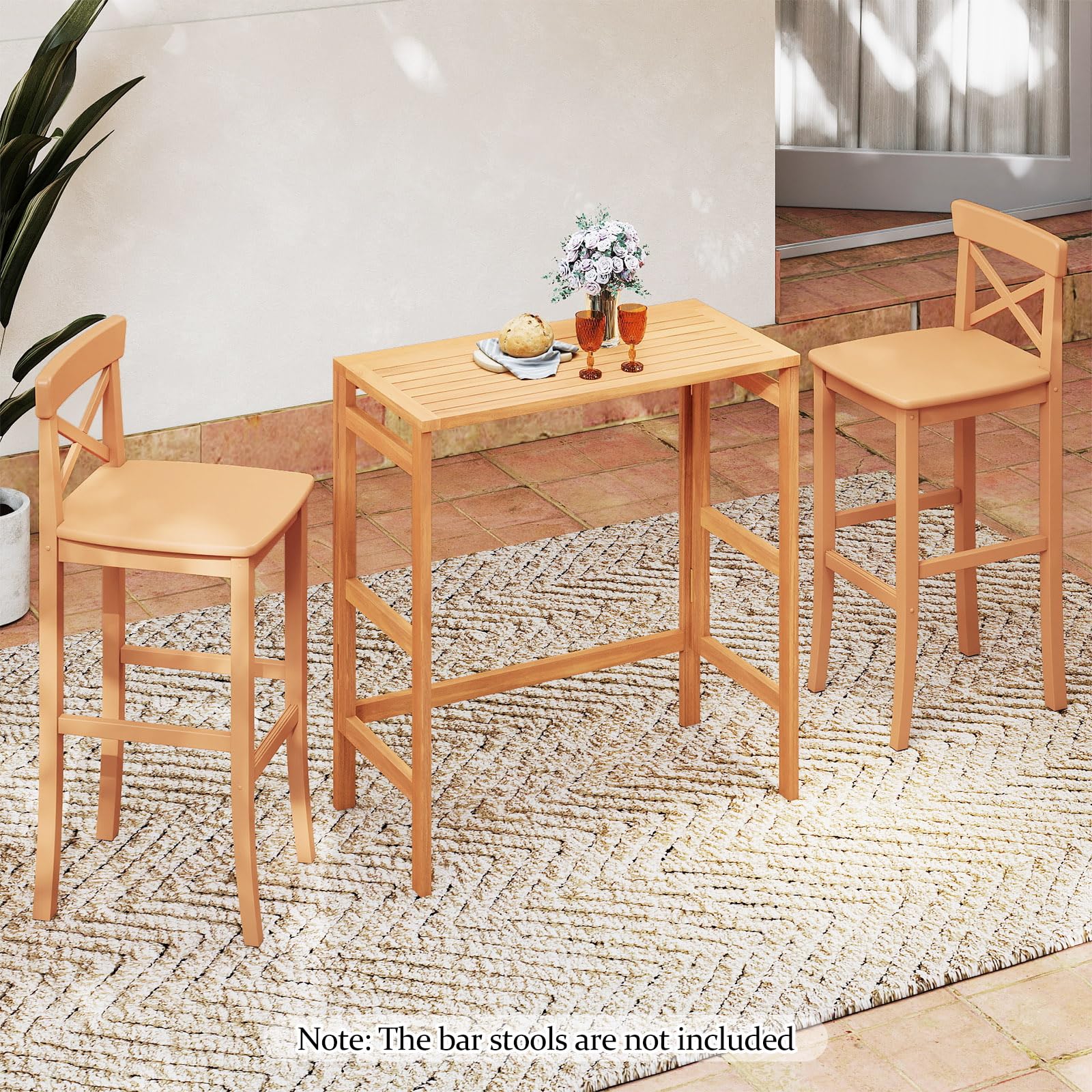 Tangkula Patio Rectangle Counter Height Pub Table with Slatted Tabletop - Product image 5