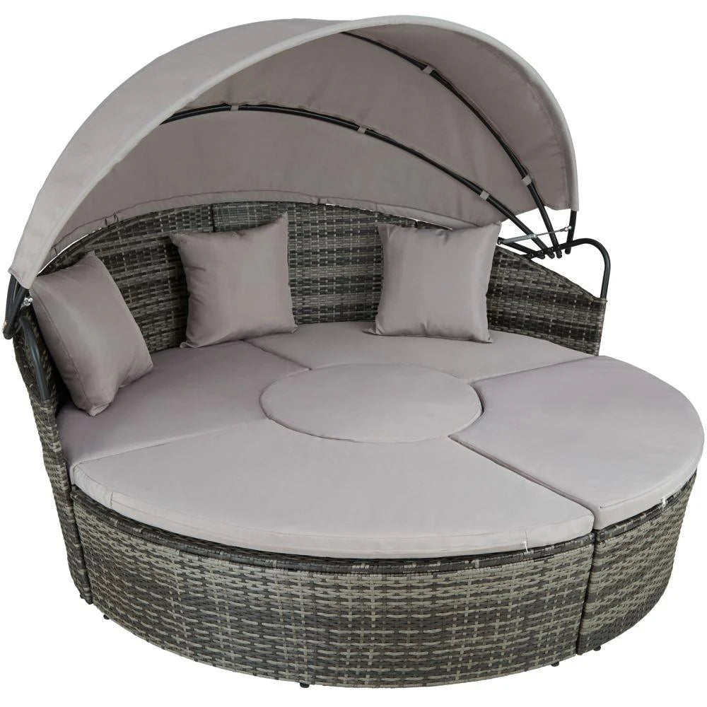 Sun lounger deckchair round modular gray garden furniture 2208062 -