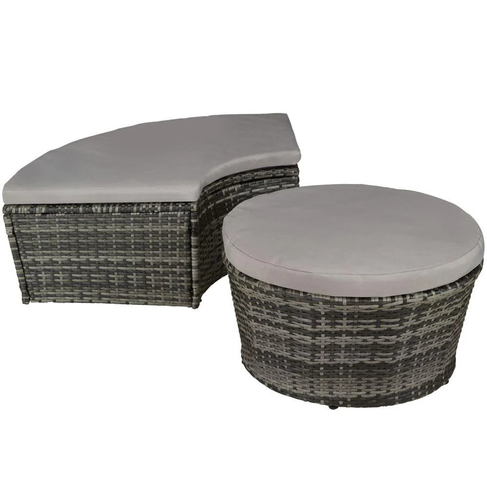 Sun lounger deckchair round modular gray garden furniture 2208062 -