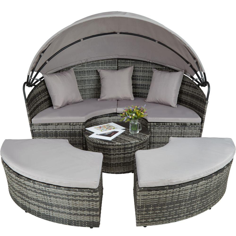 Sun lounger deckchair round modular gray garden furniture 2208062 -