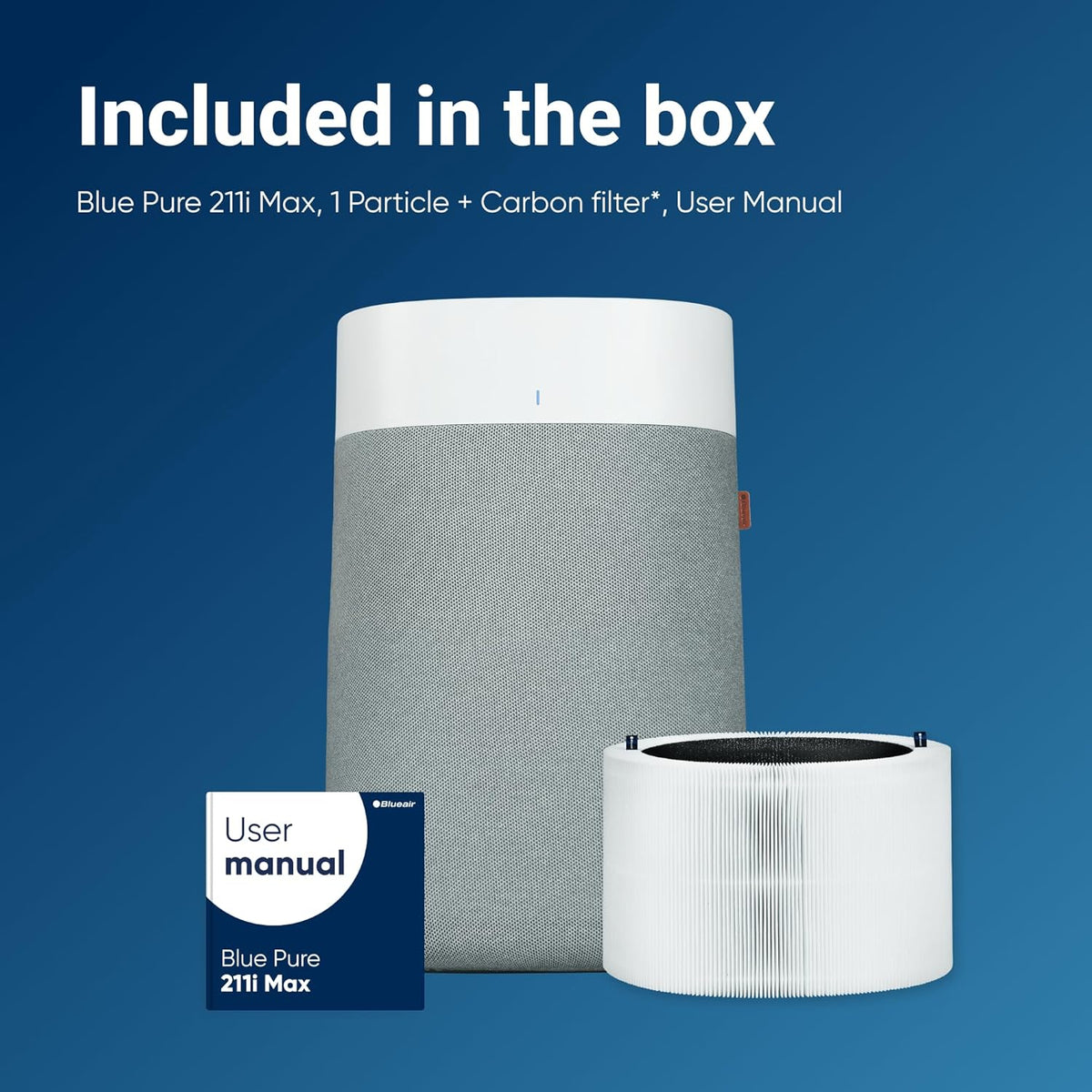 Blueair - Blue Pure 211i Max Air Purifier for Large Rooms up to 141 m² - Smart, Quiet, HEPASilent Technology, Removes Allergens, Pet Hair, Smoke