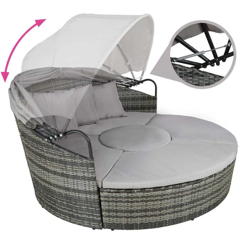 Sun lounger deckchair round modular gray garden furniture 2208062 -