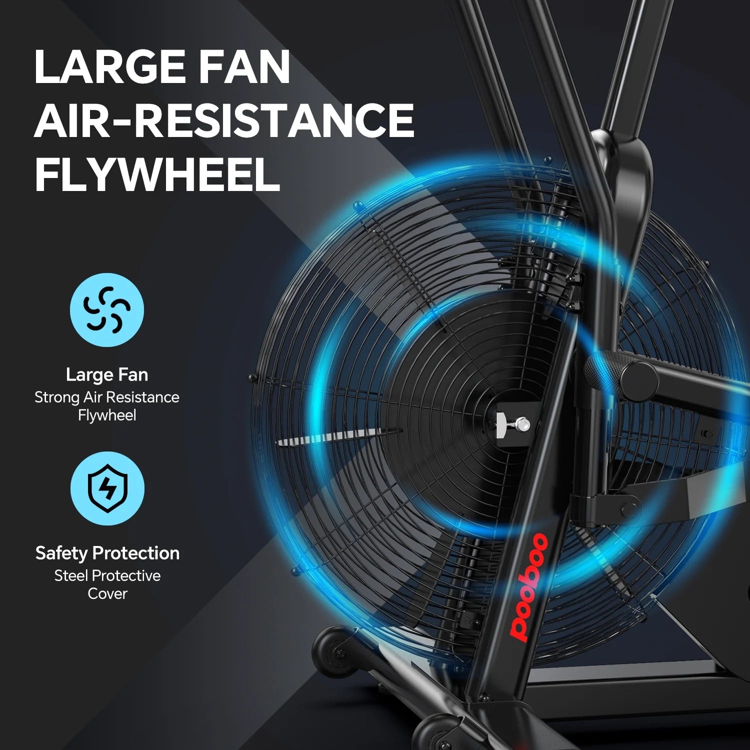 LNOW Commercial Built - in Bluetooth Fan Exercise Bike, Adjustable Air Resistance with Dual - Product image 6