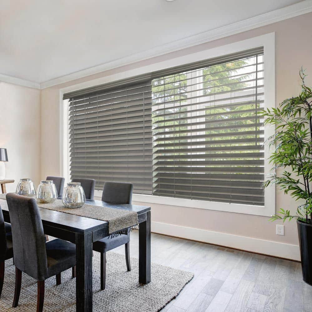 Home Decorators Collection Driftwood Gray Cordless Premium Faux Wood Blinds with 2.5 in Slats - Product image 1