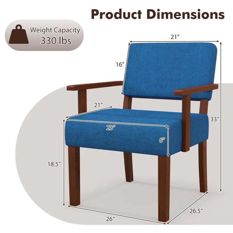 Modern Accent Chair Linen Armchair with Rubber Wood Frame, Mid Century Upholstered Reading Chair for Living - Product image 9
