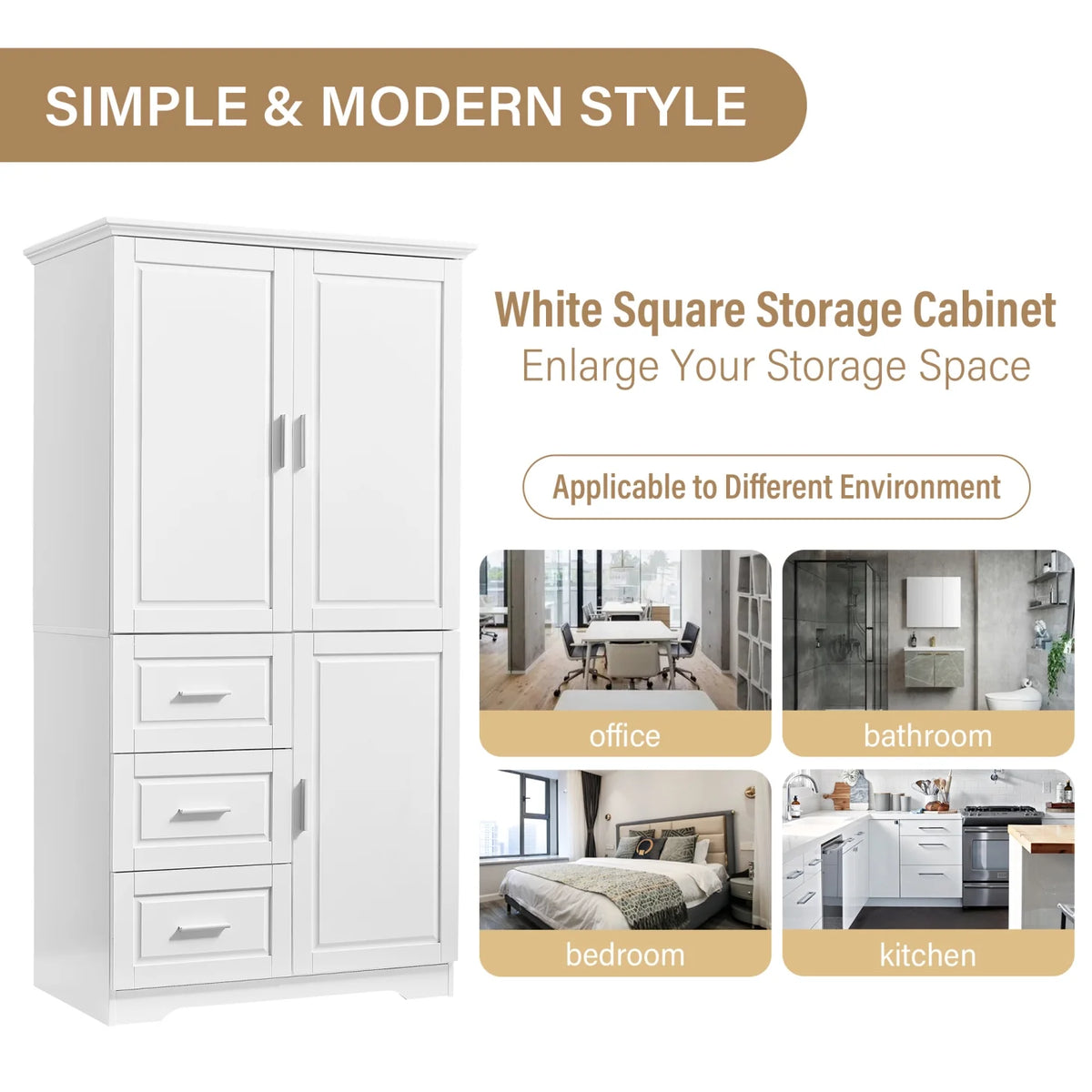 Bathroom Cabinet, 62.2" Tall Storage Cabinet with Doors and Shelves - Product image 23