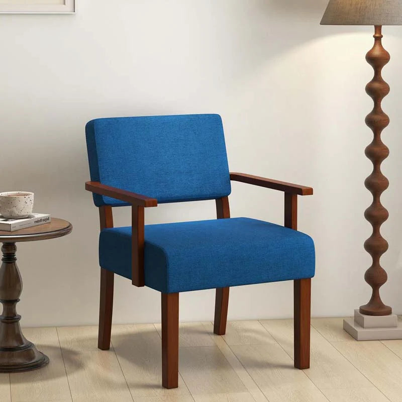 Modern Accent Chair Linen Armchair with Rubber Wood Frame, Mid Century Upholstered Reading Chair for Living - Product image 5