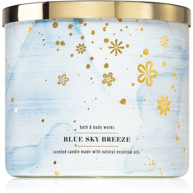 Bath & Body Works Accents - Blue Sky Breeze 3 Wick Candle - Color: Blue/White - Size: Os - Donnam65's Closet