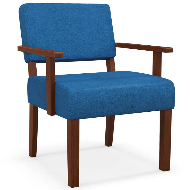 Modern Accent Chair Linen Armchair with Rubber Wood Frame, Mid Century Upholstered Reading Chair for Living - Product image 2
