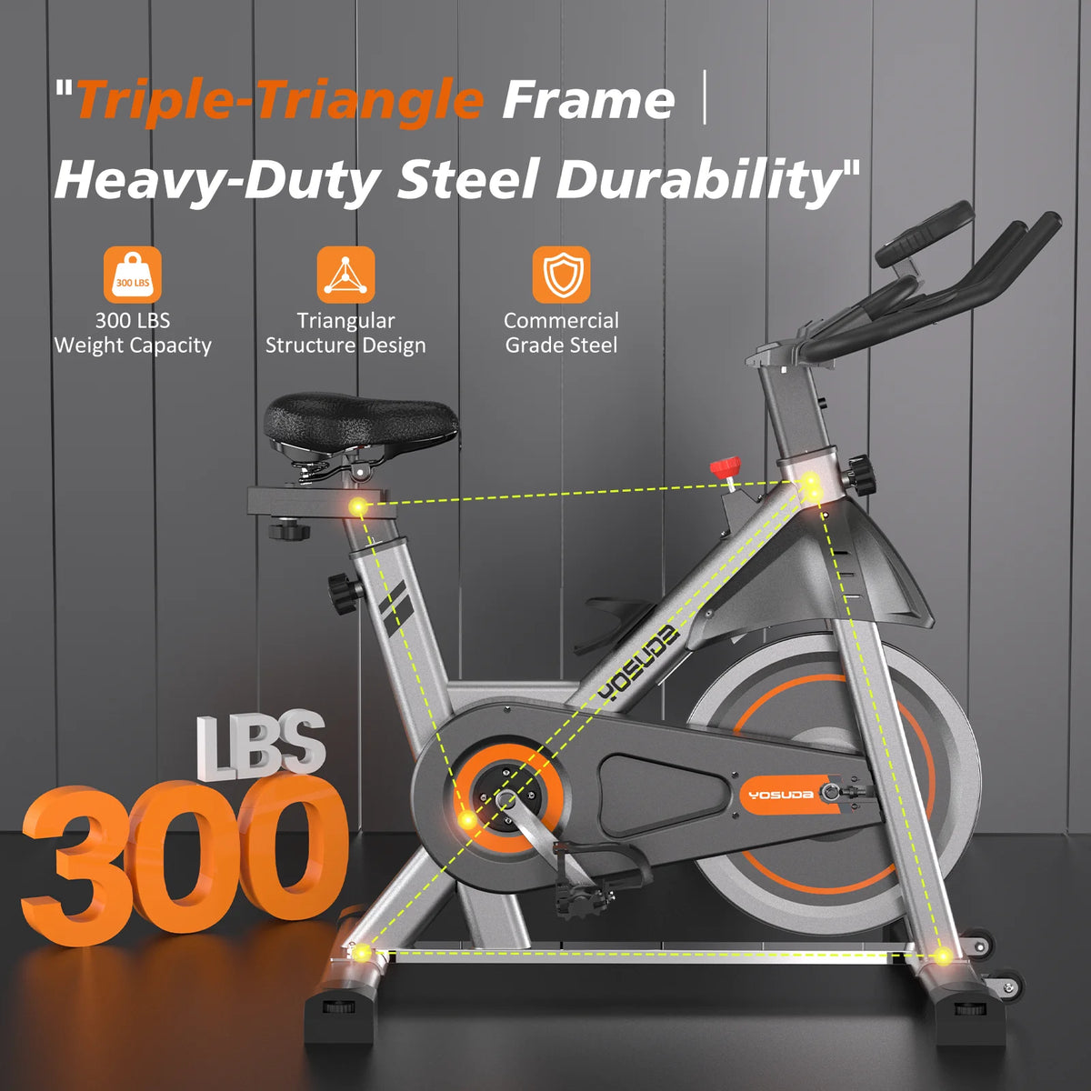 YOSUDA Indoor Cycling Bike, 330 lb Capacity, Comfort Seat, LCD Monitor - Product image 4