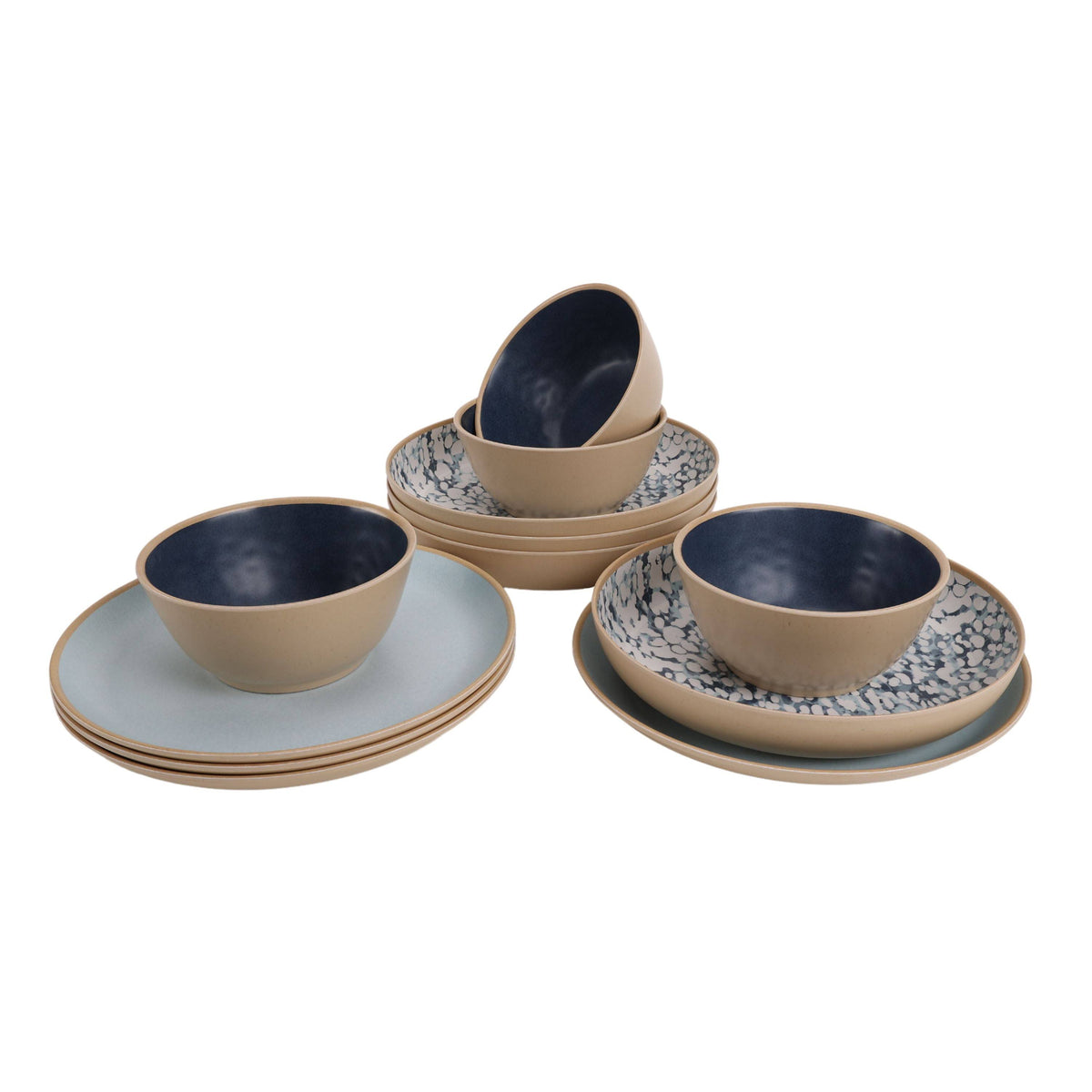 Better Homes Gardens 12-Piece Bamboo Melamine Dinnerware Set Takara Print - Product image 1