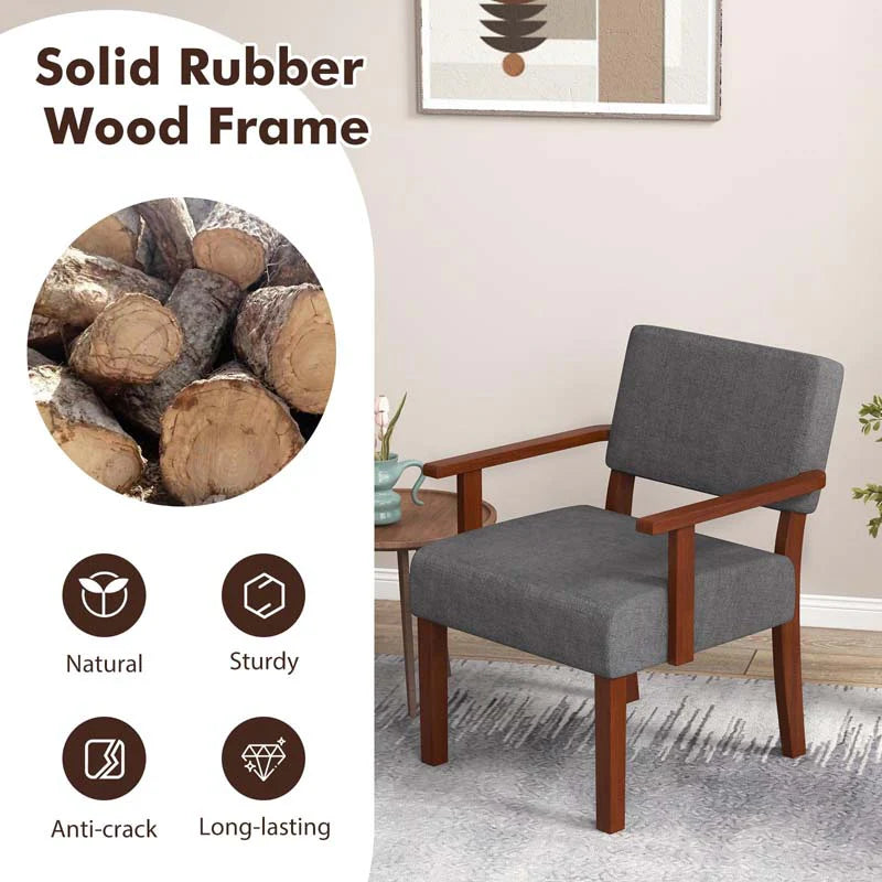 Modern Accent Chair Linen Armchair with Rubber Wood Frame, Mid Century Upholstered Reading Chair for - Product image 15