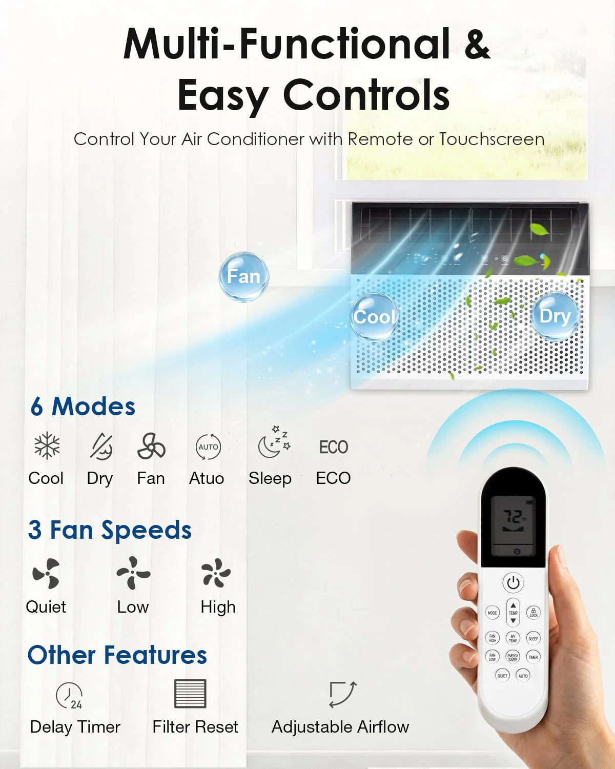 AECOJOY 12000 BTU Window Air Conditioner, Energy-Saving Window AC Unit, Cools up to 350 Sq. Ft - Product image 7