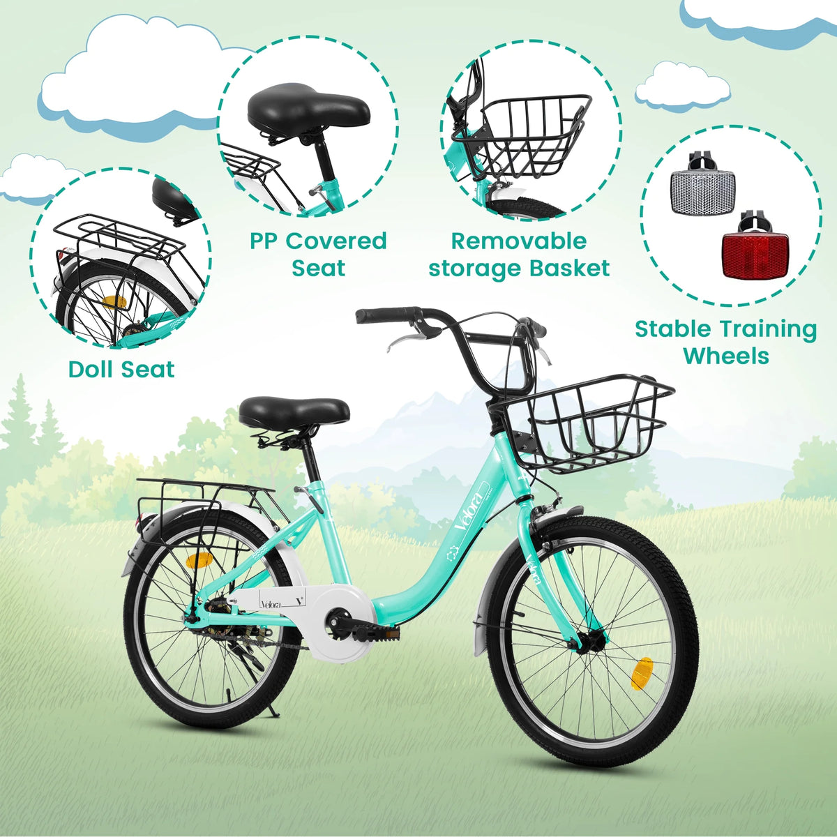 20 in Kids Bike for Boys Girls, 1 Speed Children Bicycle with Basket, Rear Seat, Chain Guard - Product image 22