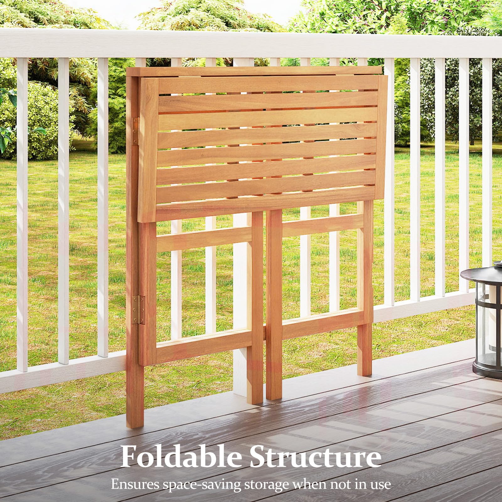 Tangkula Patio Rectangle Counter Height Pub Table with Slatted Tabletop - Product image 3