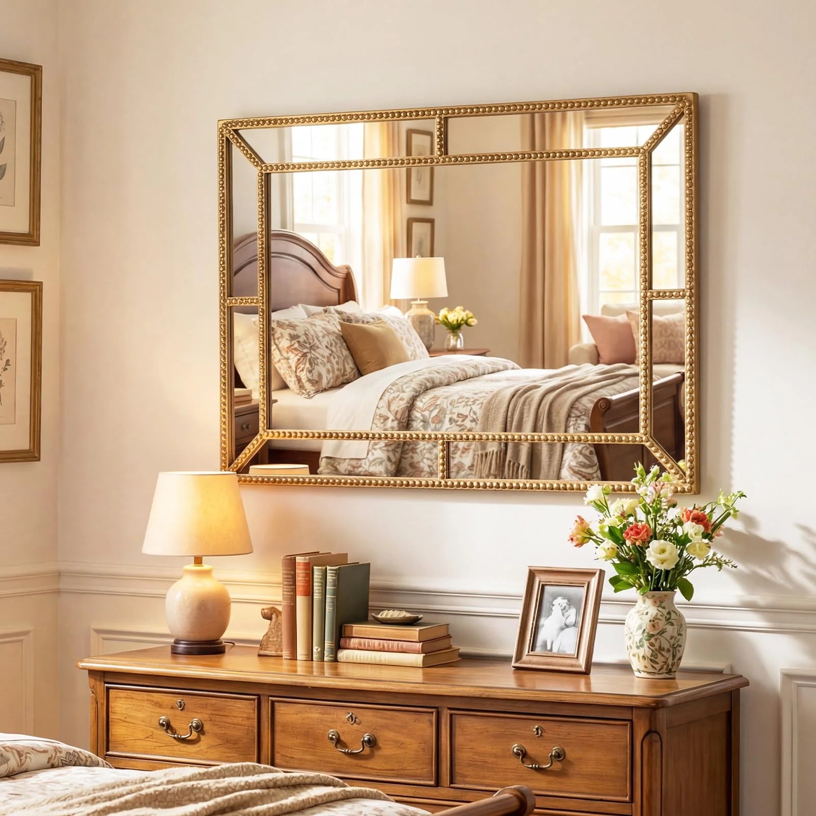 Tangkula 36" x 24" Gold Arched Wall Mirror (Rectangle)